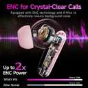 2 x Studio-Quality Wireless Ear Buds with Deep Bass & Enhanced Audio Clarity, Bluetooth 5.4, 10-Year Lifespan Earbuds, ENC Noise Cancelling Calls, Secure Fit Memory Foam Tips, IPX6 Waterproof (Pink)