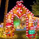 Lenwen 10 ft Christmas Inflatable Gingerbread House Archway Gingerbread Man Cookie House and Candy Cane Decor with LED Lights Set for Christmas Party Indoor Outdoor Yard, Door Holiday Decorations (Red)