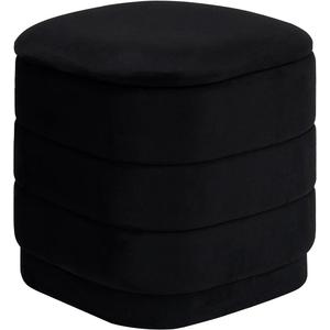 15" Velvet Storage Ottoman with Tray, Foldable Square Ottoman Footrest with Reversible Wood Lid, Collapsible Storage Footstool for Bedroom, Living Room, Dorm, Black