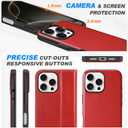 SHIELDON Wallet Case for iPhone 16 Pro Max 6.9", Genuine Leather 2 in 1 Removable Folio Magnetic Wireless Charging RFID Blocking Card Holder Kickstand Compatible with iPhone 16 Pro Max - Retro Red