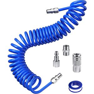 SARDVISA 25 Feet Repairable PU Recoil Air Hose, Air Compressor Hose with 1/4" NPT Industrial Universal Quick Coupler and I/M Plug Kit, 200PSI Max Air Tool Hose (Upgraded)