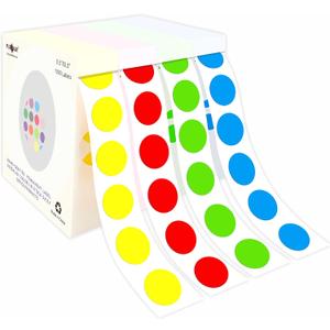 PARLAIM 1/2 Inch 4000PCS 4 Roll Round Color-Code Dot Stickers,4 Color Style Colorful Coding Label Sticker for Home Office Classroom (Z-(red/ Light Green/ Blue/ Yellow))