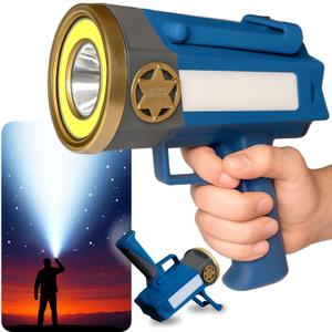 Star Patrol Mega-Bright Rechargeable Spotlight, AS SEEN ON TV, Tactical & Emergency Flashlight, 10 Modes, Turbo Boost Up to 100%, Built-in Kickstand & Phone Charger, for Camping, Emergencies, Walking
