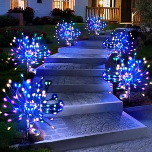 Anordsem Solar Lights Outdoor Waterproof: Garden Light Solar Powered for Yard Outside - Fireworks Lamp Colorful Lighting Path Decor 6 Pack - LED Sparkler DIY Decorating Gifts for Women Mom Wife