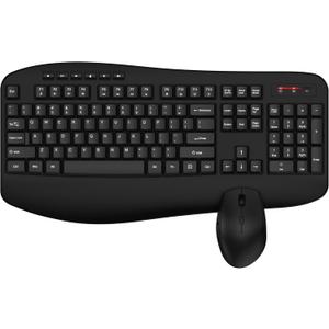 Wireless Keyboard and Mouse Combo, Full Size Ergonomic Keyboard with Palm Rest, Comfortable Natural Typing, 2.4G Lag-Free, Sleep Mode, 3 Level DPI Computer Mouse Keyboard for Laptop, Windows-Black