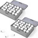 2 Pcs Light Bulb Organizer Storage Box Ornament Storage with 30 Dividers Foldable Bulbs Organizer with Lid Sturdy PP Board Fits Various Standard Dustproof Fabric Case for Home Vbs (Grey)