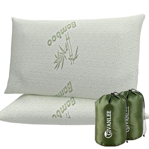 Camping Pillow for Sleeping 2 Pack,Compact Travel Pillow Filled in Shredded Memory Foam,Portable with Storage Bag,Soft Cover,Small Pillow for Camp Backpacking Hiking Gear&Accessories
