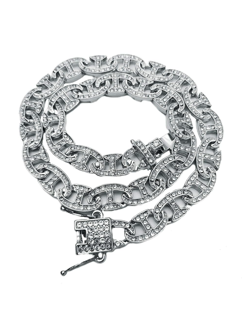 Hip Hop Iced 12mm 18" Miami Cuban Box Lock Choker Chain Necklace