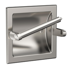 Brushed Nickel Recessed Toilet Paper Holder, Contemporary Hotel Style Pivoting in Wall Toilet Paper Holder - Recessed Toilet Tissue Holder, Regular Roll
