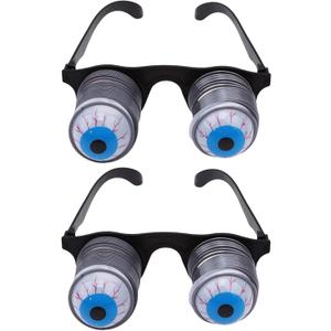 2Pcs Pop Out Eye Glasses Wobbly Eyes On Springs Pop Out Novelty Glasses Halloween Carnival Party Plastic Joke Horror Shock Gag and Practical Jokes Novelty