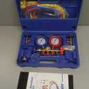 Orion Motor Tech AC Gauges, AC Manifold Gauge Set for R134a R12 R502 Refrigerant, 3 Way Car with 5FT Hoses Couplers & Adapter, Puncturing & Self Sealing Can Tap Freon Charge Kit