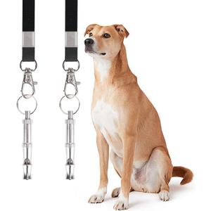 Dog Training Whistle Set, 2-Pack, Professional Adjustable Silent Whistles with Lanyard, Black and White