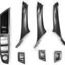 FEXON Carbon Fiber Window Switch Armrest Panel, Inner Door Pull Handle Trim Cover Kits Replacement for 2010-2016 BMW 5 Series 520 523 525 528 530 535 51417225875