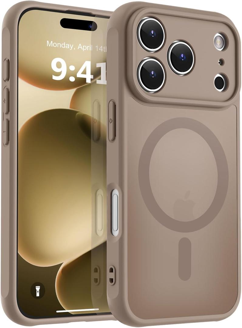 MOCCA Magnetic for iPhone 17 Pro Case, (Compatible with Magsafe) (16FT Military Grade Protection) Full Camera Protection Anti-Fingerprint Slim Translucent Matte Phone Cover 6.3",Brown