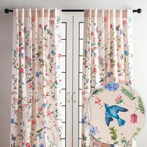 Maison d' Hermine Curtains for Living Room 100% Cotton 84 inch Length Two Panel Light Filtering Curtains for Windows with Rod and Loop Pockets Spring Summer (Neo Ipomee - Multi, 50" W x 84" L)
