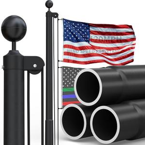 25FT Heavy Duty Flag Pole for Outside House, 11-Gauge Black Thick Design,Aerospace-Grade Aluminum Flagpole Kit, 3x5 Embroidered Nylon Flag, 120MPH Wind Rated Flagpoles, In-Ground