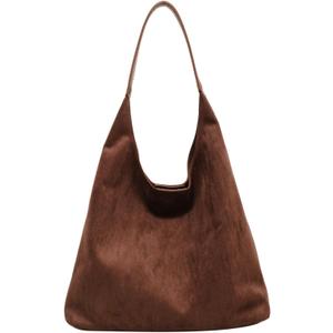 Vintage Suede Tote Bag for Women Autumn Winter 2025 Collection Retro Casual Commute Large Capacity Shoulder Bag (Coffee)
