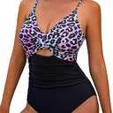 COCOPEAR Sexy Cutout One Piece Swimsuit Women Adjustable Shoulder Straps Bathing Suit for Women Push Up High Waist Swimsuit (Medium, Black)