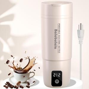 Travel Electric Kettle, Balabulala Portable Water Boiler with 6 Variable Presets,Small Electric Kettle with Keep Warm Temperature Controls & Boil Dry Protection, 17oz,Whitie (501, White)
