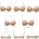 Plusexy Women's Push Up Strapless Bra Thick Padded Underwire Convertible Multiway Bras, Size 38D