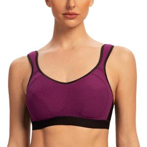 Women's High Impact Support Wirefree Bounce Control Plus Size Workout Sports Bra (32B, Magenta)