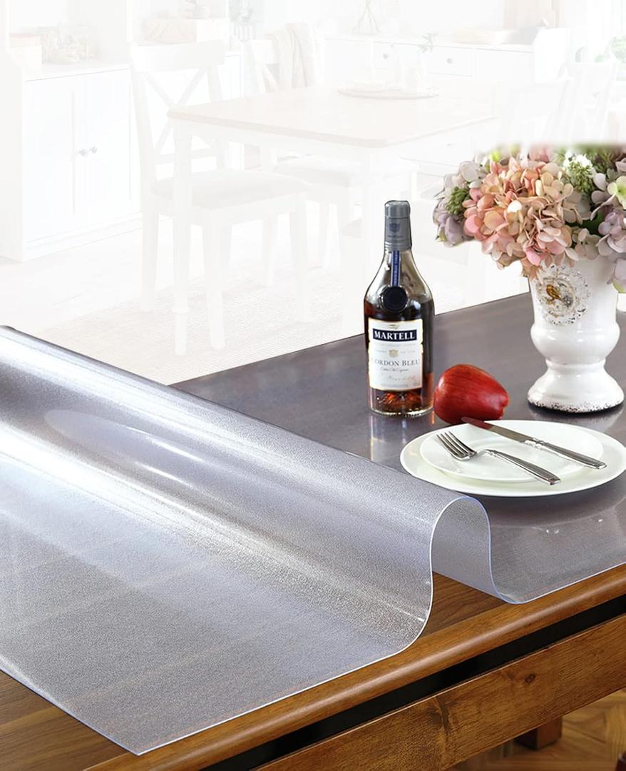 Custom 36x68 Inch Plastic Desk Cover, 1.5mm Thick Clear Table Pad Mat, Tablecloth Protector for End Table, Night Stand, Dresser