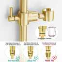 Shower Slide Bar Adjustable Handheld Shower Head Holder Wall Mount - 15inch All-Metal Shower Head Slide Bar Compatible with Bathroom Drill Free Glue Installation - Brushed Gold
