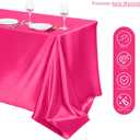 TURSTIN 1 Pack Hot Pink Satin Tablecloth 102 x 58 Inch Overlay Satin Table Cover Rectangle Bright Silk Tablecloth Smooth Fabric Table Decoration for Wedding Banquet Party Events