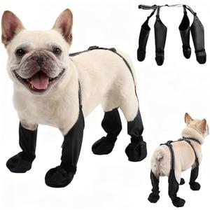 BECEMURU Winter Dog Boots Leggings with Anti-Slip Sole,Dog Paw Protector, Perfect for Outdoor Walking, Hiking, Waterproof and Anti-Fall Dog Shoes with Adjustable Strap (M)