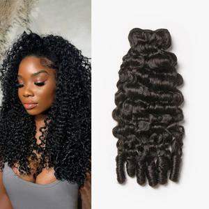 ASHINE Burmese Curly Bundles Human Hair Unprocessed Raw Burmese Curly Water Wave Human Hair Single Bundle 20 inch Natural Black