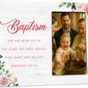 Baptism Gifts Picture Frame for Girls, Christening Gifts, Catholic Baby Gift Wooden Picture Frames (Pink)