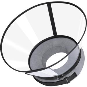 Sponge Core Dog Cone, Inflatable Dog Cone Collar Alternative, Dogs Donut Collar After Surgery, Soft Cone for Large Medium Small Dogs to Stop Licking, No Inflation Required, Clear View(Size 1, Gray) (Size 1(Neck: 7.5"- 9.7"))
