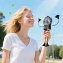 Simfree Portable Fan,Robot Desk Fan with Suckers-Rechargeable Portable Table Fan,3 Speeds Hands Free Fan for Home, Office,Game Room,Car and Outdoor Use-Black