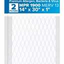 Filtrete 14x30x1 AC Furnace Air Filter, MERV 13, MPR 1900, Premium Allergen, Bacteria & Virus Filter, 3-Month Pleated 1-Inch Electrostatic Air Cleaning Filter, 2-Pack (Actual Size 13.81x29.81x0.78 in)