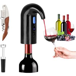 Electric Wine Aerator, Wine Decanter Pump Dispenser Gifts Set,Automatic Wine Aerator Pourer Spout. Wine Dispenser Pump Wine Accessories, Wine Gifts for Women Wine Lovers Black