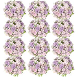 Tigeen Artificial Flowers Artificial Peonies Silk Flowers Faux Peony Fake Peony Silk Hydrangea Bouquet for Wedding Table Centerpiece Floral Vase Decor(Light Purple,12 Bundles)