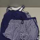 Summer Mae Blouson Tankini Swimsuits for Women 2026 Tummy Control Two Piece Bathing Suits with Sporty Pockets Swim Shorts (12, Blue and White Stripes)