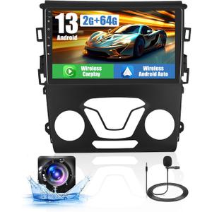 2+64G Android 13 CarPlay Car Stereo Radio for Ford Fusion Mondeo 2013-2019, 9'' HD Touch Screen Compatible with Android Auto, AHD Backup Camera, Mirror Link, GPS, WiFi, FM RDS