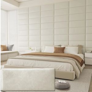 Upholstered Headboard for Queen Size Bed, Wall Mounted & Peel and Stick Headboard, Soundproof DIY Wall Panels, Leather Head Board in Modern Design for Bedroom (9 Panels, Each 23.62"x9.84")