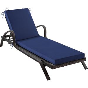 Chaise Lounge Cushions Outdoor, Waterproof Lounge Chair Cushion, 72x 21x 3 Inch Outdoor Chair Cushions with Ties, High-Density Foam Patio Lounge Chair Pads for Lawn, Pool & Beach, Navy