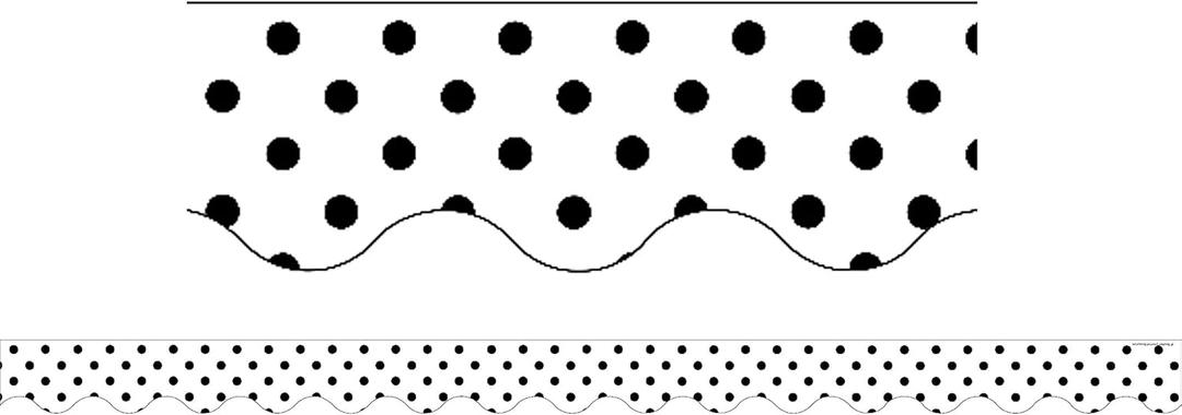 Teacher Created Resources Black Polka Dots on White Scalloped Border Trim (5593) (Each piece measures 2-3/16" x 35")