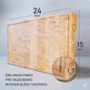 XXL Bamboo Cutting Board, End Grain Butcher Block for Kitchen, Extra Thick, 24"L x 15"W