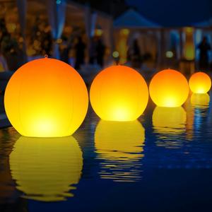 Solar Floating Pool Lights, 14 Inch Flame Solar Pool Light Balls, Floating Glow Globe IP68 Waterproof, Inflatable Solar Lights up Balls for Swimming Pool Pond Outdoor Decor -4PCS