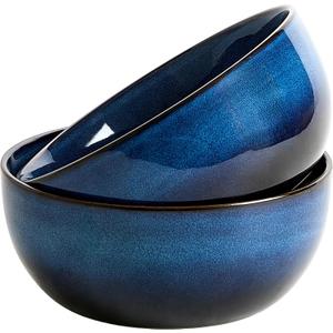 9 Inch Large Salad Bowls Set of 2, 83 Oz Porcelain Serving Bowl for Salad Soup Pasta Popcorn, Ceramic Decorative Bowls Fruit Bowl for Home Decor, Microwave,Oven,and Dishwasher Safe