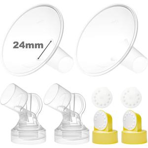 Nenesupply Pump Parts 24mm Flanges Compatible with Medela Breastpump Flange Valve Membrane Connector Compatible with Personalfit Connector Not Original Medela Pump Parts. Pump in Style Symphony