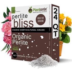 Perlite Bliss (24 Qts) - Organic Perlite for Plants - Coarse Perlite Bulk Soil Amendment - Chunky Perlite for Plants, Potting Soil, Garden Soil, & Coco Coir - Horticultural Perlite for Gardening