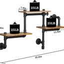 Industrial Pipe Shelving, Pipe Shelves with Wood Planks, Floating Shelves Wall Mounted, Retro Rustic Industrial Shelf for Bar Kitchen Living Room