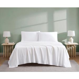 Linen Closet Luxury Cotton 300 Thread Count Organic Cotton 4-Piece Sheet Set, King, Arctic White