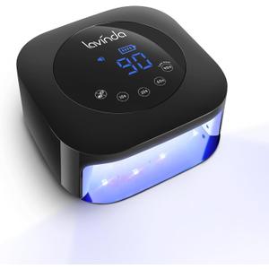 UV Light for Nails, Lavinda UV Nail Lamp 54W Rechargeable Nail Dryer Gel Polish Light with Large Touch Display, Professional Fast Curing Lamp with 4 Timer Setting Auto Sensor for Salon & Home (Black)