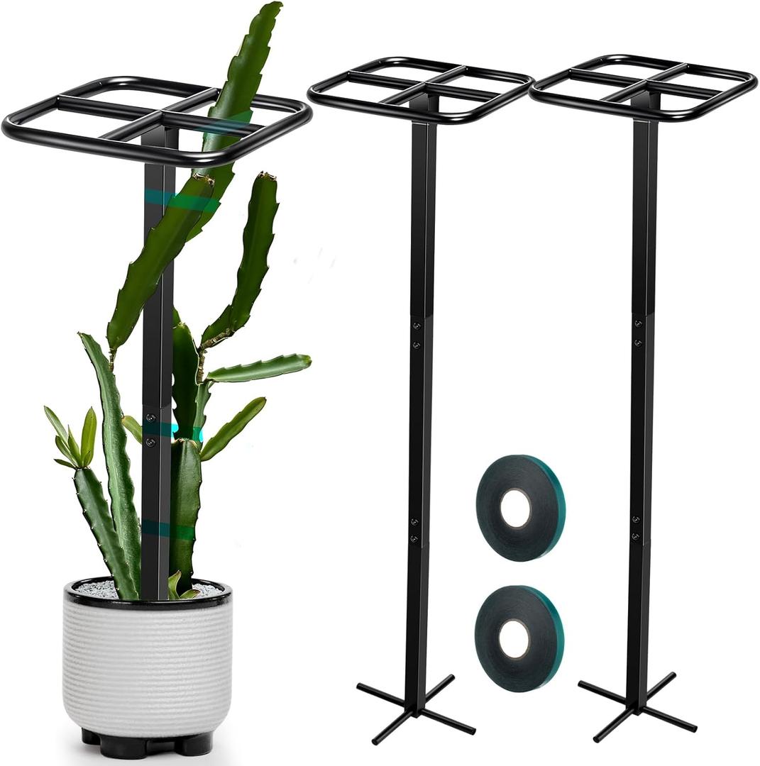 2 Pack Dragon Fruit Trellis Adjustable Metal Garden Plant Climbing Support with Wide Stretch Ties for Outdoor Vertical Gardens Vining Plants(48 Inch)